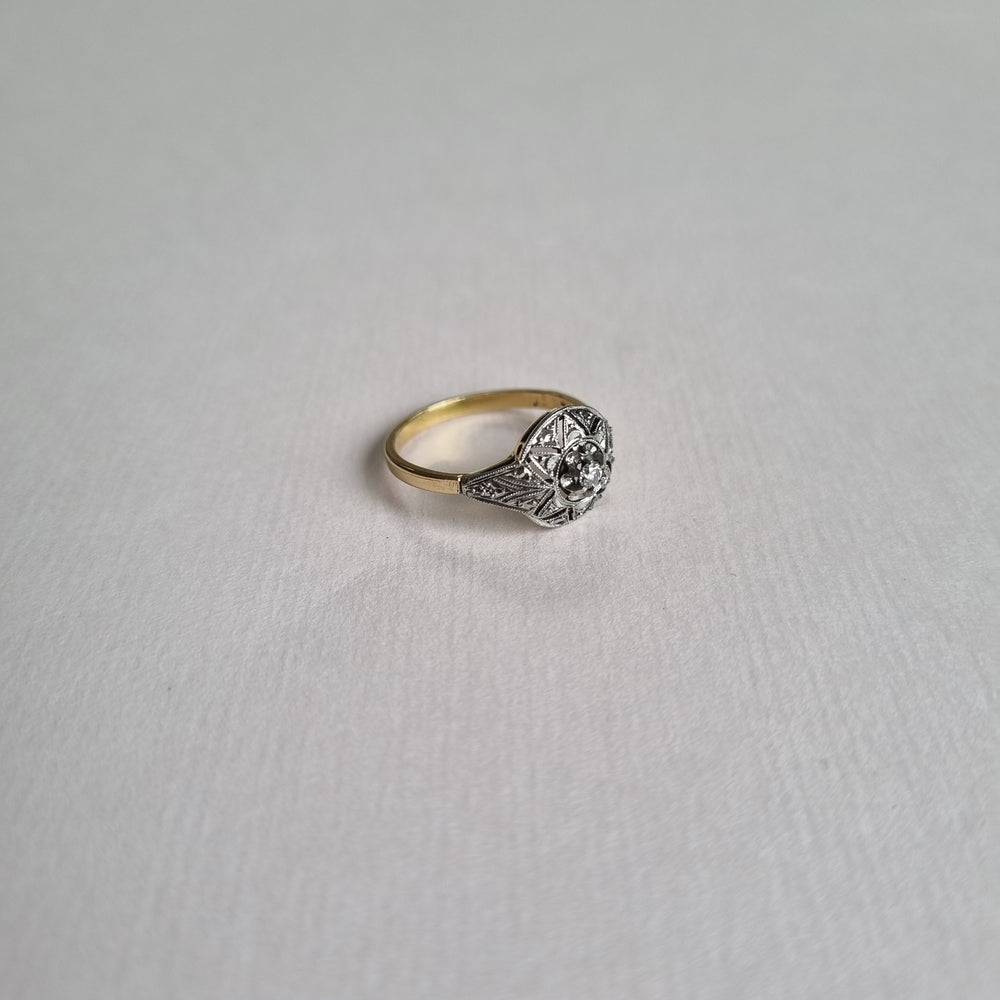 18kt gold and platinum art deco diamond antique ring