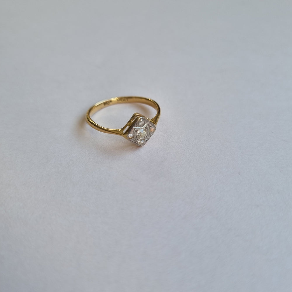 18kt gold and platinum art deco square-shaped diamond antique ring
