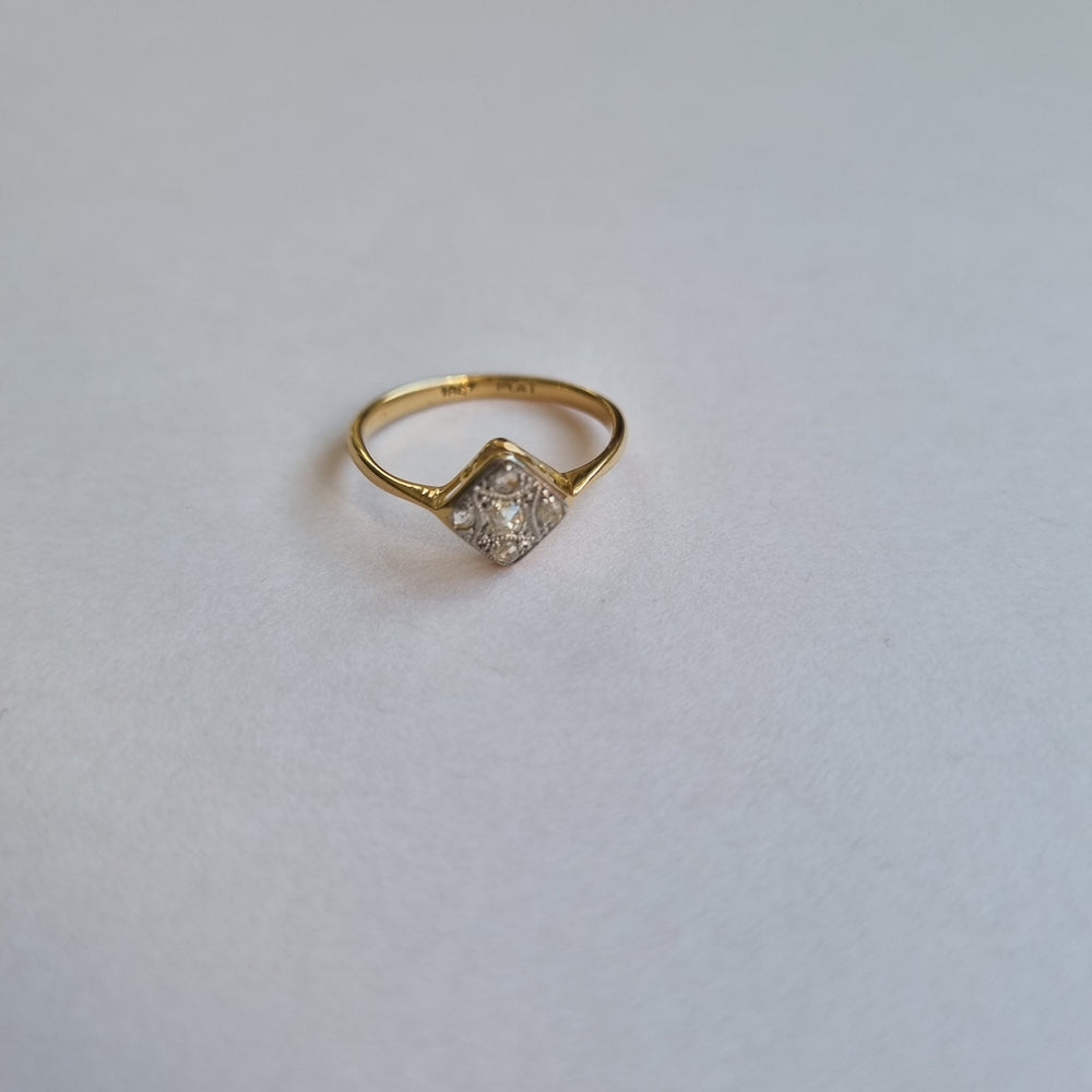 18kt gold and platinum art deco square-shaped diamond antique ring