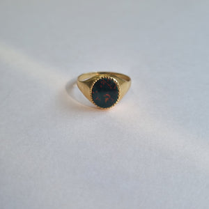Oval bloodstone signet ring in 9kt gold