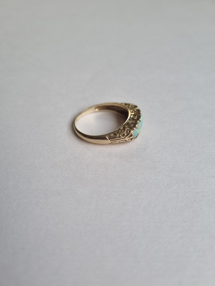 Five stone opal Victorian style ring