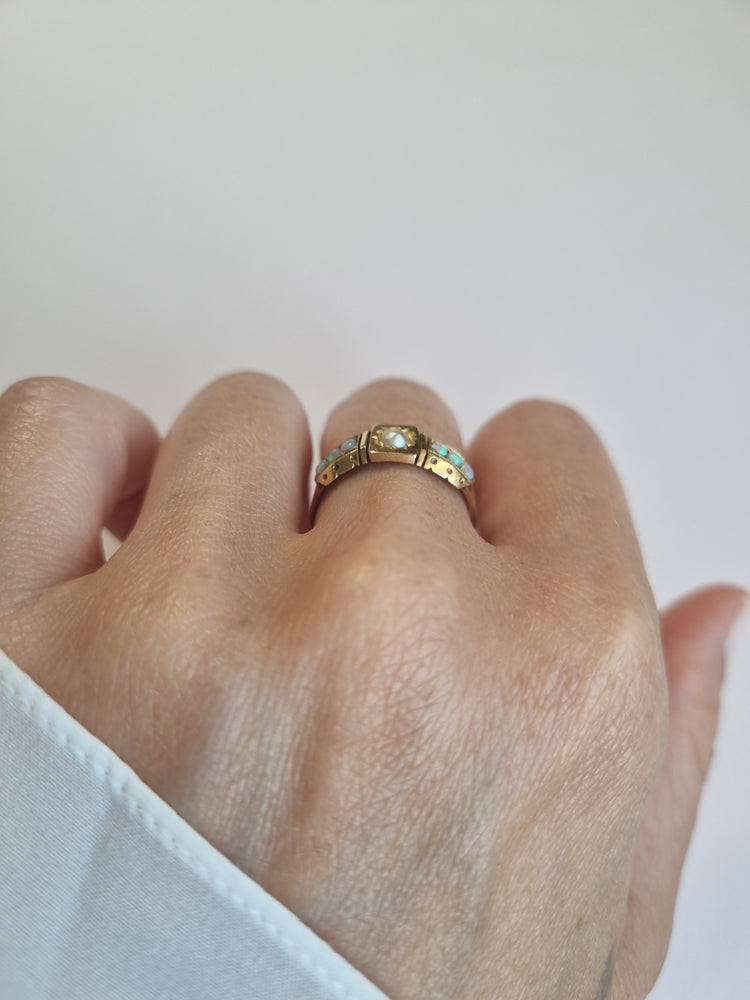 
                
                    Load image into Gallery viewer, Stunning opal and pearl antique 15kt gold ring
                
            