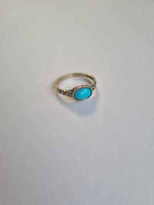 
                
                    Load image into Gallery viewer, Detailed 9kt gold band set with turquiose
                
            