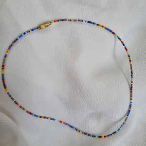 Beaded Necklaces - Royal Blue, Multi, Coral Red and Grey Purple