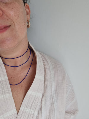 Beaded Necklaces - Royal Blue, Multi, Coral Red and Grey Purple