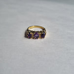 18kt Amethyst victorian style boat ring inter spaced by diamonds